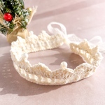 レースリボンとパールのベビークラウン ハーフバースデー お誕生日一歳 王冠 ヘアバンド ニットクラウン ベビー 赤ちゃん かんむり イベント おうちスタジオ　ニューボーン 