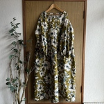 SALE*渋からし系花柄丸首ワンピース
