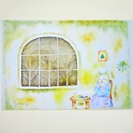 ✻ ぬくもりの部屋Ⅰ / ポストカード２枚 / no.173 ｜ 絵 アート 水彩画 クリスマス 猫 art postcard cat noël