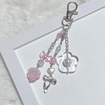 y2k ビーズストラップ ビーズキーホルダー いちご ピンク 花 リボン