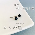 つけっぱなし＊極小天然石オニキスピアス