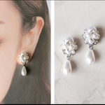 ビジューとパールのピアス・イヤリング〜シルバー〜