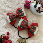 【38☆再販☆】大人可愛い☆クリスマス☆リボンヘアゴム☆赤＆クリーム＆深緑チェック