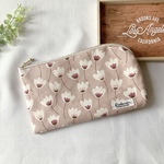 お薬手帳が入るL字ファスナーのポーチ　お薬手帳　通帳ケース　フラットポーチ　マスクポーチ　バッグインバッグ　北欧柄　nina プランツプランツ