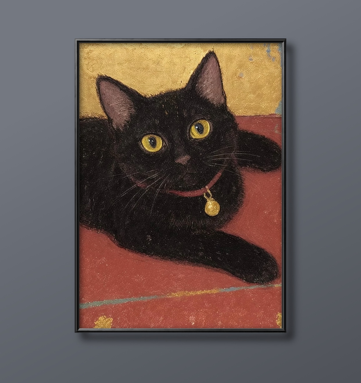 絵画 。原画☆【猫たちは落ちた星を花束に集め、楽しく一緒に遊んで