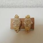 カットガラス・WH・メタル×flower・ピアス