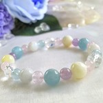 ◇幸せな結婚の象徴◇アクアマリン＊モルガナイト＊ムーンストーン＊マザーオブパール＊ラベンダーアメジスト＊水晶の天然石ブレスレット