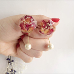 再販🌹かすみ草とバラのピアス