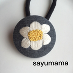 再販☆刺繍☆くるみボタンのヘアゴム