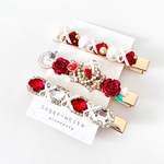 🌹♥️Wonderland series✵ 女王の花園とアリスの髪飾り 《 ヘアクリップ大・3点set 》 不思議の国のアリス ハートの女王