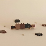ビターチョコなネコパズルヘアクリップ .猫ねこ こっくり秋ブラウン