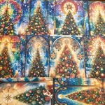 ステンドグラスとクリスマスツリー🎄ポストカードセット＊ジャンクジャーナル＊コラージュ素材