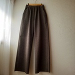 ウール混コットンツイードのリラックスイージーパンツ　ブラウン