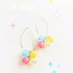 ポップでキュートなキャンディーカラー 天然石  フックピアス