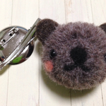 動物ポンポン 茶色いくまのブローチ