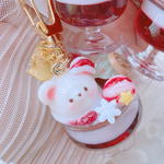 あにまるクリスマスパフェキーホルダー　フェイクフード　ハンドメイドレジン　キーホルダー　パフェ　クリスマス