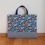 大きめレッスンバッグ＊はたらく車と標識＊ネイビー
