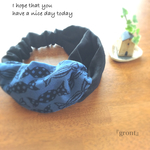 ♪リネンとＴシャツ素材のキャンディ柄ヘアバンド