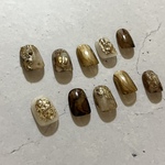 No.74 ネイルチップ　ニュアンスネイル　アシメネイル　インクネイル　ブラウンネイル　ホワイトネイル　ゴールドネイル