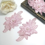 15枚 パール付き 刺繍 レース お花  モチーフ   ハンドメイド 手芸 素材