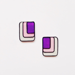 色あそびピアス#01(白×パステルピンク×紫)