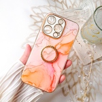 ピーチファズ　大理石風iPhoneケース　桃色　ピンクスマホケース　アルコールインクアート　フルーティピーチ　ご褒美　高級感　ショルダー　スマホリング　ペールピンク　コーラルオレンジ　優しい