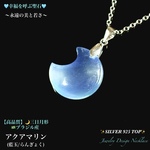 ✨永遠の美と若さ⭐️アクアマリン🌙三日月形✨SV.925Top✨ジュエリー天然石ネックレス💫