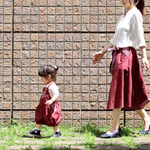 リボンフレアパンツ＊ボルドーチェック