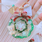 くまちゃんのXmasリース　ハンドメイドレジン　キーホルダー　ハンドメイドキーホルダー　クリスマス　Xmas