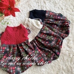 犬服『❄️ CLASSYチェック　雪の結晶バルーンワンピース』冬　あったか　