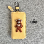 新モデル 『KUMAWN/クマウン』カードポケット2個付き 便利なキーケース・牛革・多機能・スマートキー《たまごいろ》