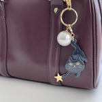 星とったにゃー★ビッグパールと黒猫のバッグチャーム・キーホルダー   