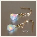 [14kgf］プレシャスオパール ドロップ＊天然石  ピアス/イヤリング