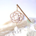 水引お花のかんざし12　ベージュ（大きなお花）