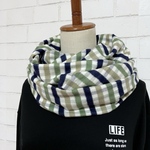 【冬到来セール15%off】綿100%スヌード＊とろけるふわもちスヌード＊抹茶グリーン多色チェック＊播州織【送料無料】