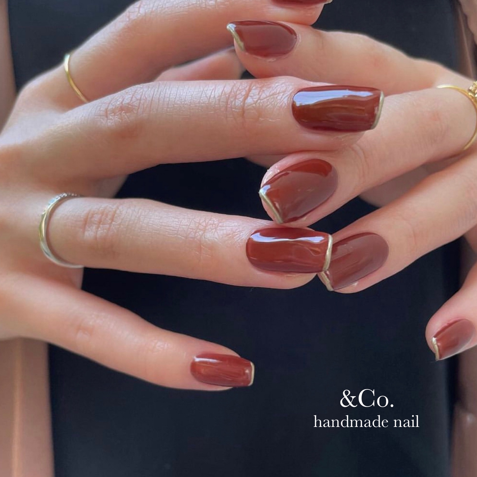 &Co. 高品質ネイルチップ【大人ボルドー×先端ライン】秋冬 &Co. 高品質ネイルチップ 【大人ボルドー×先端ライン】トマト