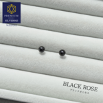 BLACK ROSE　"極小"  天然鉱石ブラックオニキスピアス　SILVER925/K18gp　#HP041