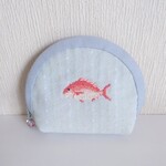 お魚 ミニポーチ クロスステッチ　たい