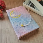 手刺繍のブックカバー/月と蓮