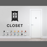 スマートなクローゼット用サインステッカー#01 | 衣類収納 衣裳部屋 クローゼットマーク CLOSET おしゃれ かわいい 扉マーク ドアサイン シール 賃貸可