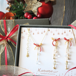 【特集掲載】 選べる4色- Happy holiday box - リボンの耳飾りとネックレスの 限定 ホリデーセット　ピアス イヤリング ネックレス リボン クリスマス ギフト プレゼント