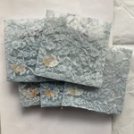 385、布のポチ袋、藍染め、ロウ引き