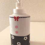 ハンドソープ ローションボトル 花 リボン 陶器