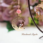 再販♡月と猫のピアス    ピンク