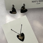 ハートピアスネックレスセット✺ブラック×ゴールド✺