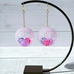 繭の糸玉ピアス/イヤリング【紫陽花】