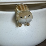 ポットウォッチャー（鍋の吹きこぼれ防止）（ねこ　茶トラ）Ｓ-134-Ａ　陶製/ ねこ