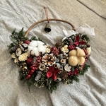 コットンと木の実のクリスマスリース