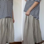 【再×４】▼生成りリネンのすっきり♪ガウチョパンツ・長め▼タック入