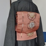 すぐに結べる「さくら造り帯」 丸い花デザインのお太鼓　D-383